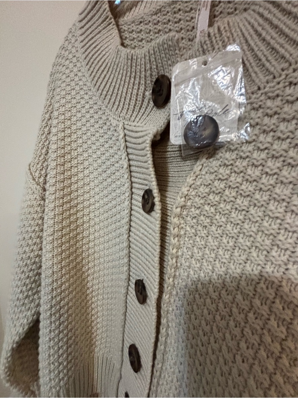 Women's Chunky Button-Up Cardigan Sweater - Beige - Picture 7 of 7